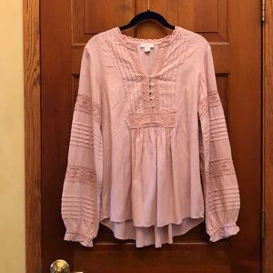 Sundance rayon & lace long sleeve blouse Medium